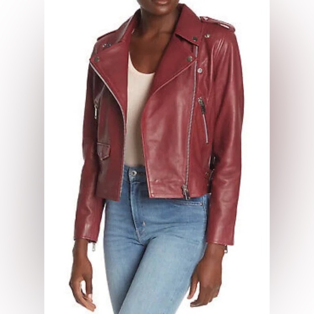 Walter Baker Liz Leather Jacket dark red